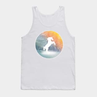 white unicorn silhouette in the magic forest Tank Top